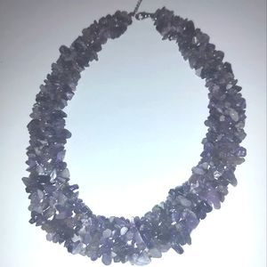 Amethyst chip beaded choker necklace